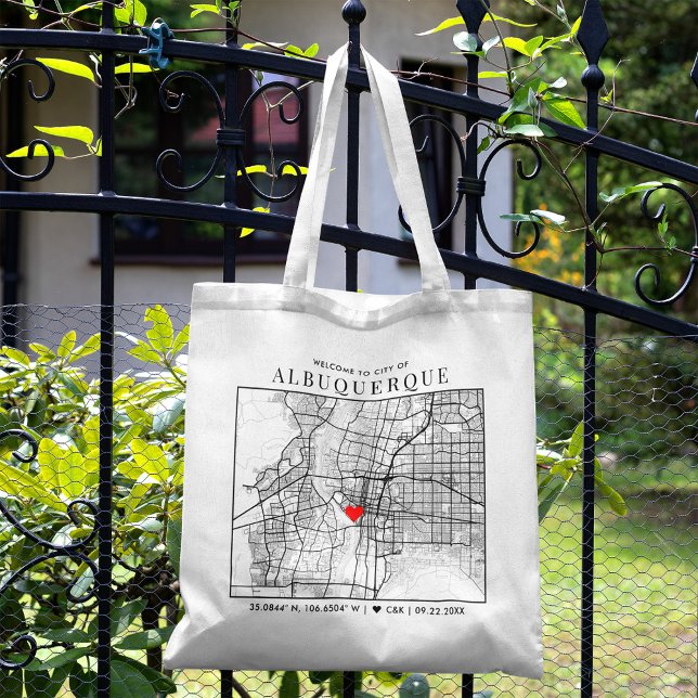 Albuquerque Liebe Locator | Begrüßung Tragetasche (The more complete visual of what your final tote bag would look like in real life.)