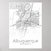 Albuquerque Map - New Mexico - City Map Poster