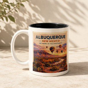 Albuquerque New Mexico Ballon Wüsten Sonnenaufgang Zweifarbige Tasse