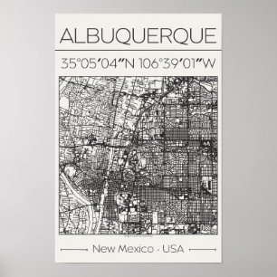 Albuquerque New Mexico Charcoal-Stadtplanposter  Poster