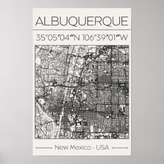 Albuquerque New Mexico Charcoal-Stadtplanposter Poster