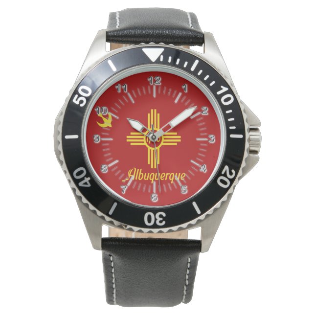 Albuquerque (New Mexico) City flagge Watch Armbanduhr (Vorderseite)