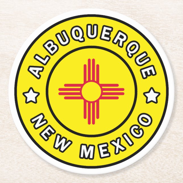 Albuquerque New Mexico Runder Pappuntersetzer (Vorderseite)