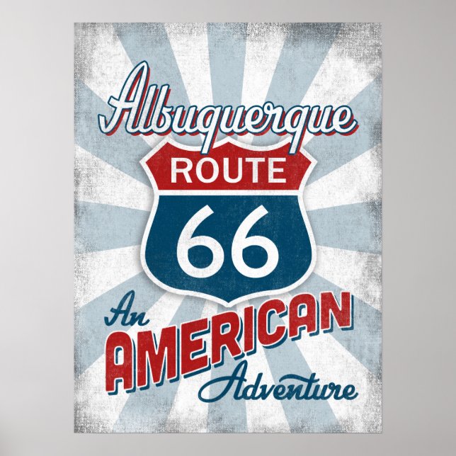 Albuquerque Route 66 Vintag Amerika New Mexico Poster (Vorne)