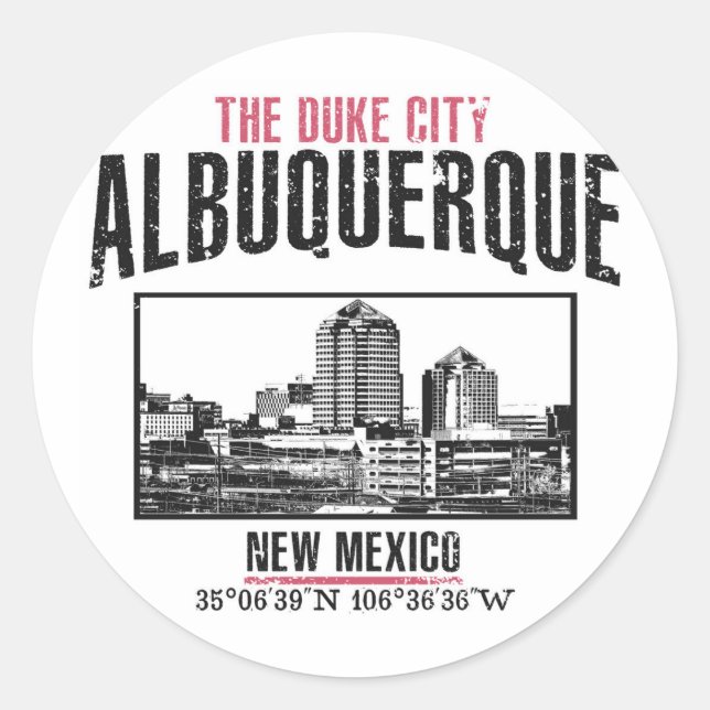 Albuquerque Runder Aufkleber (Vorderseite)