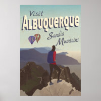 Albuquerque Sandia Mountains Retro Travel Poster