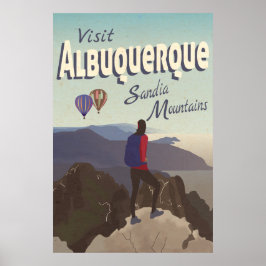 Albuquerque Sandia Mountains Retro Travel Poster