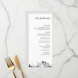 Albuquerque Skyline Modernes Menü für Hochzeitsess Menükarte