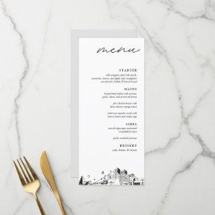 Albuquerque Skyline Modernes Menü für Hochzeitsess Menükarte