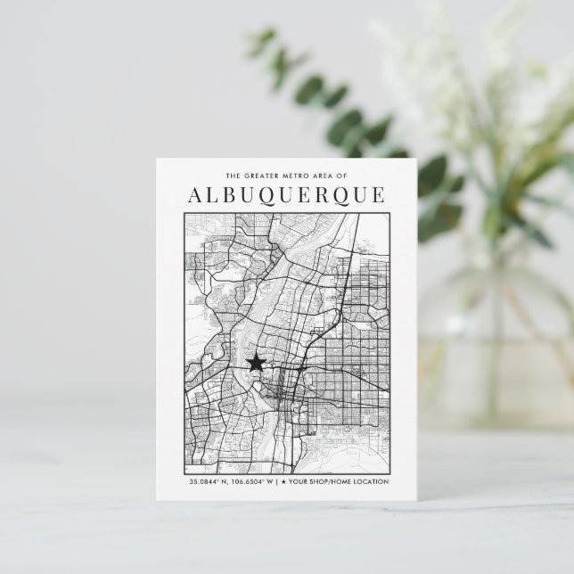 Albuquerque Stadtkarte + Ortsmarkenpostkarte Postkarte (Stehend Vorderseite)