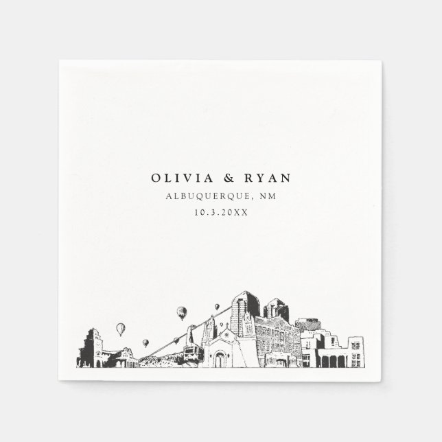 Albuquerque Wedding Minimalistisch Paper Serviette (Vorderseite)