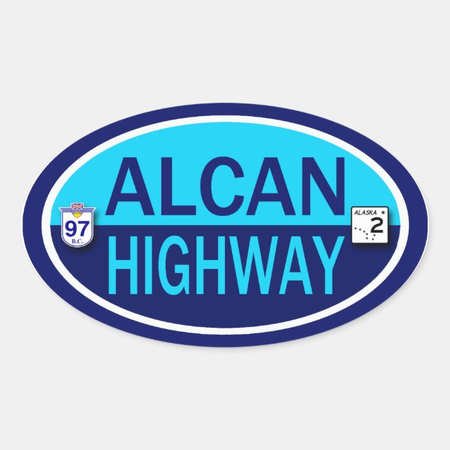 Alcan Landstraße Ovaler Aufkleber (Vorderseite)