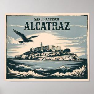 Alcatraz Insel Gefängnis San Francisco Reise Retro Poster