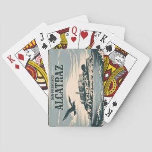 Alcatraz Insel Gefängnis San Francisco Reise Retro Spielkarten