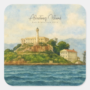 Alcatraz-Insel – San Francisco Reiseziel Quadratischer Aufkleber