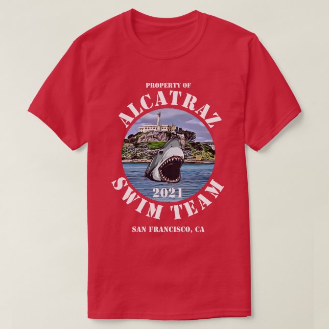 Alcatraz Island Escape Swim Team Shark 2021 Appare T-Shirt (Design vorne)