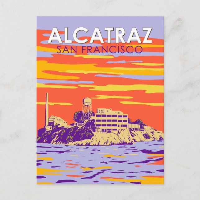 Alcatraz Island San Francisco Vintage Postkarte (Vorderseite)
