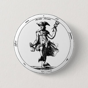 Alchemischer Quecksilber und Kadukus Button