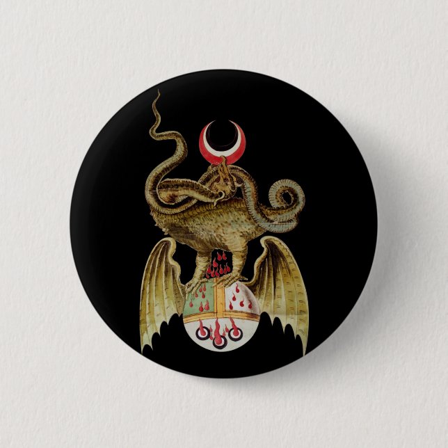 Alchemy Dragon Vintag Illustration Button (Vorderseite)