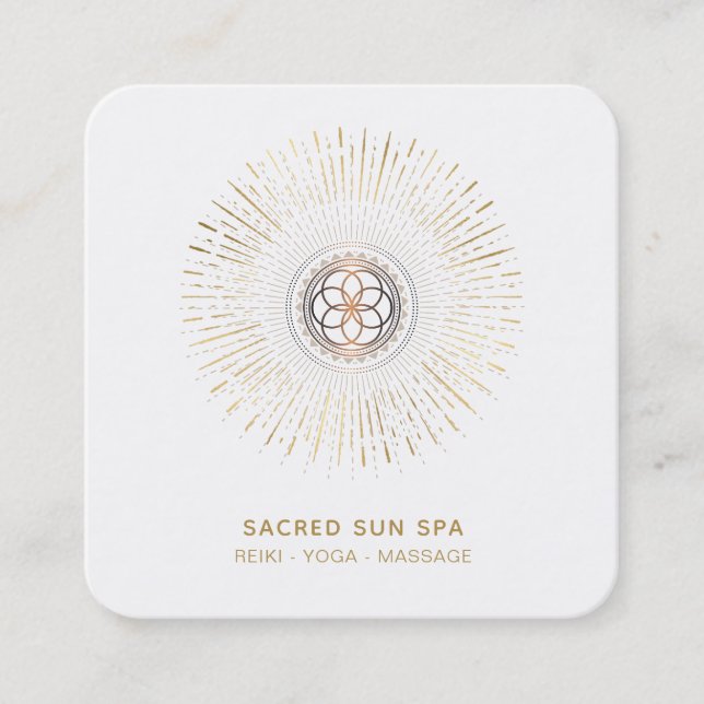 *~* Alchemy - Mandala Shaman SUN Sacred Geometry Quadratische Visitenkarte (Vorderseite)