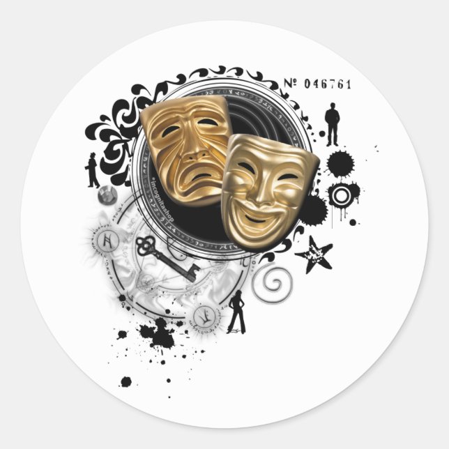 Alchimie der Schauspiel-Drama-Masken Runder Aufkleber (Vorderseite)