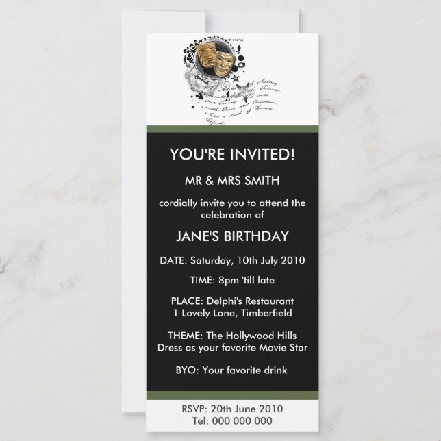 Alchimie des Schauspiels Einladung (Vorderseite)