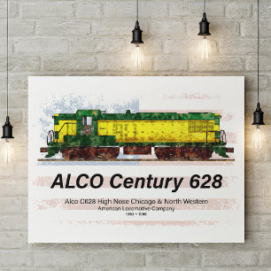 Alco C-628 Diesel Locomotive und amerikanische Fla Poster