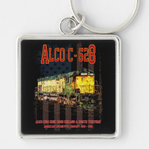 Alco C-628 Diesel Locomotive und amerikanische Fla Schlüsselanhänger