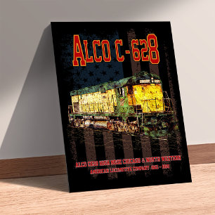 Alco C-628 Diesellokomotive und amerikanische Flag Fotodruck