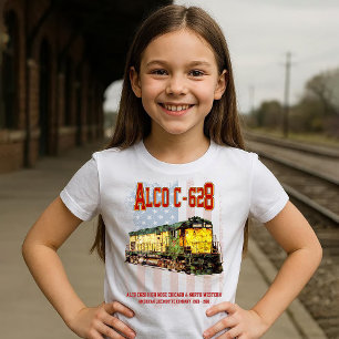 Alco C-628 Diesellokomotive und amerikanische Flag T-Shirt