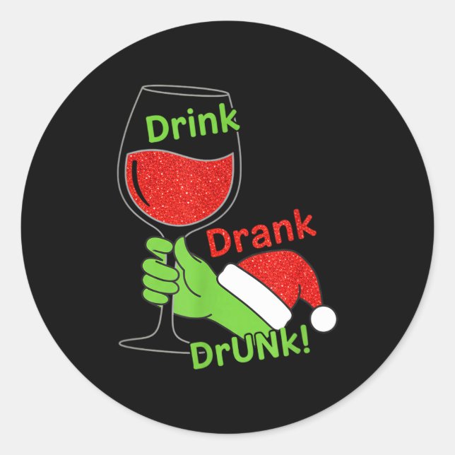 Alcohol &amp; Tails Drink Drank Drunk! Funny Chris Runder Aufkleber (Vorderseite)
