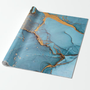 Alcohol Ink Art. Sapphirine und Meeresfarbe Scheid Geschenkpapier