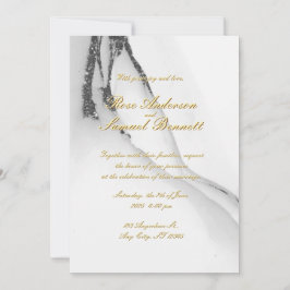 Alcohol Ink Black White Glitter Wedding Invitation