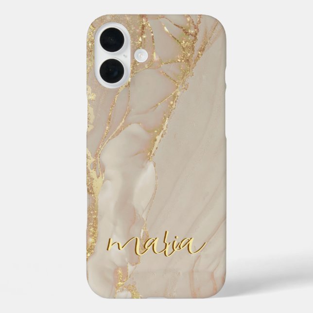 Alcohol Ink Chic Monogrammed Case- Mate iPhone 16 Plus Hülle (Rückseite)