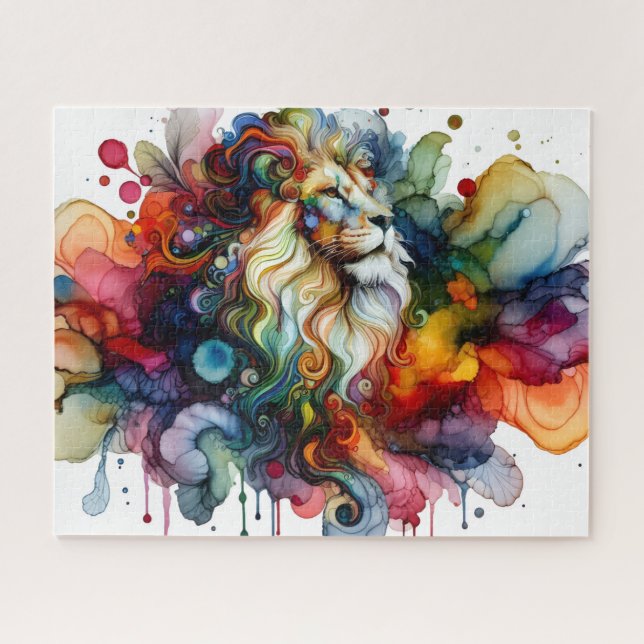 Alcohol Ink Colorful Lion (Horizontal)