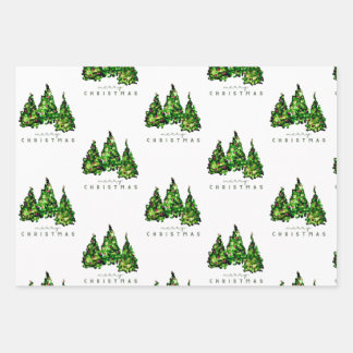 Alcohol Ink Design Christmas Tree Gift Wrap Geschenkpapier Set