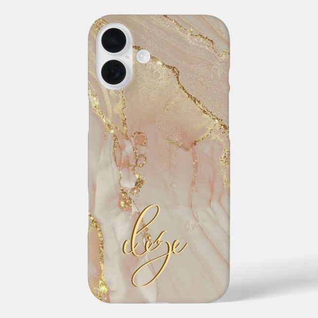 Alcohol Ink Elegant Monogrammed Case- Mate iPhone 16 Plus Hülle (Rückseite)