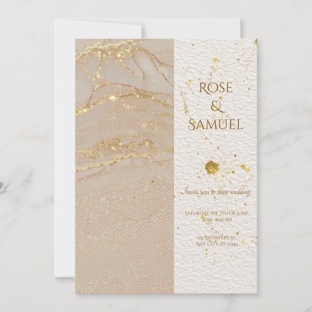 Alcohol Ink Glitter Chic Wedding Invitation (Devant)