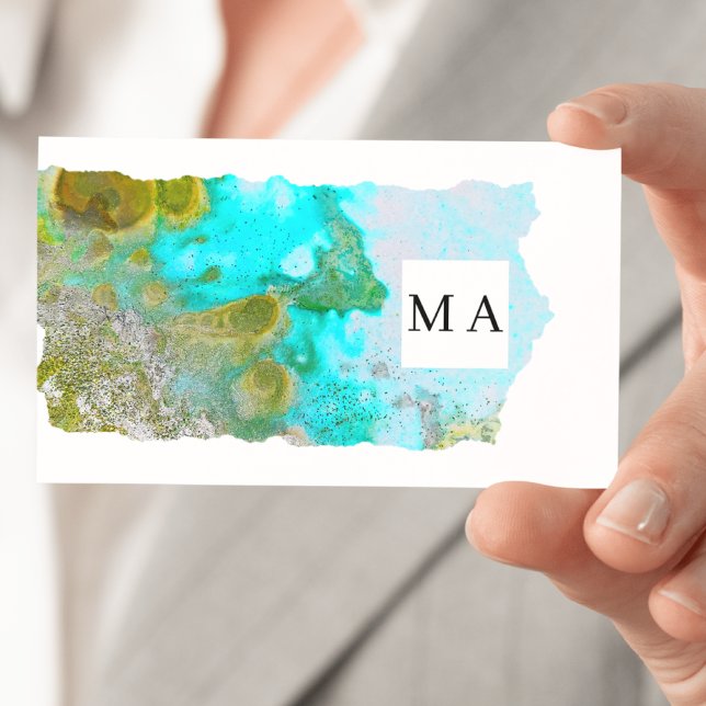 Alcohol Ink Glitter Graphic Artist Monogram  Visitenkarte (Von Creator hochgeladen)