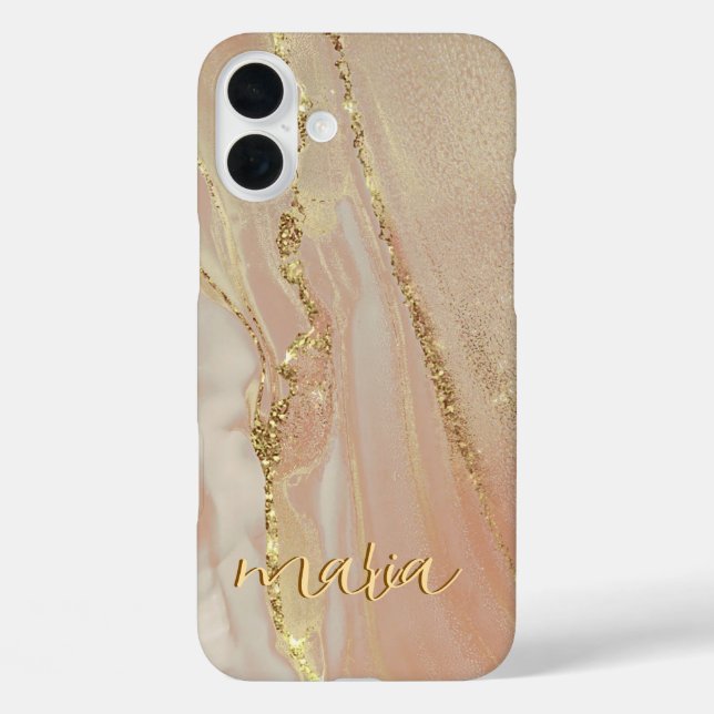 Alcohol Ink Glitter Monogrammed Case- Mate iPhone 16 Plus Hülle (Rückseite)