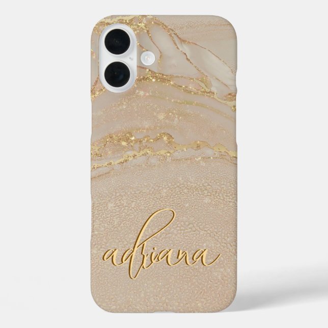 Alcohol Ink Glitter Monogrammed Case- Mate iPhone 16 Plus Hülle (Rückseite)
