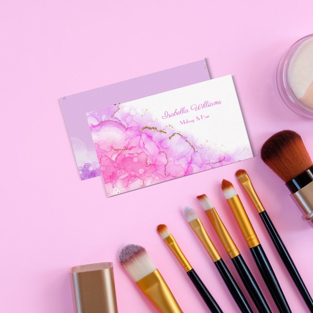 Alcohol Ink Gold Glitzer Script Makeup & Hair Visitenkarte (Von Creator hochgeladen)