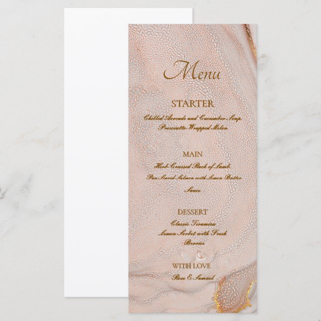 Alcohol Ink Rose Elegant Flat Menu Menükarte (Vorne/Hinten)