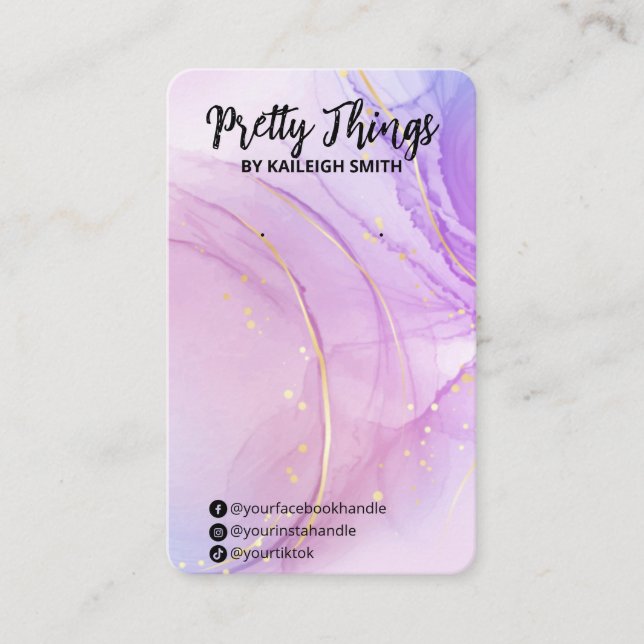Alcohol Tinte Lila Earring Display Cards Visitenkarte (Vorderseite)