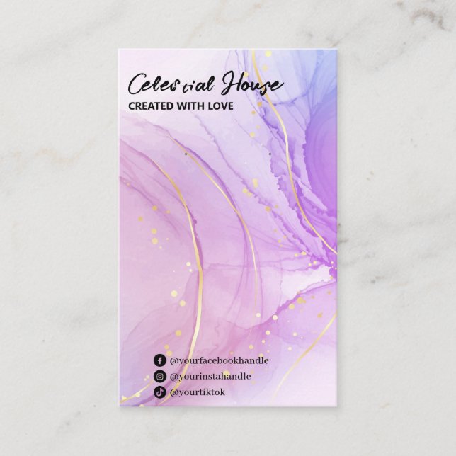 Alcohol Tinte Lila Earring Display Cards Visitenkarte (Vorderseite)