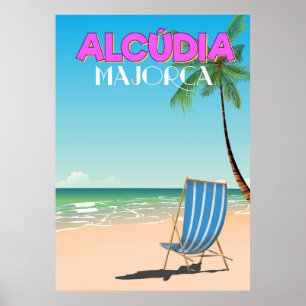 Alcúdia Majorque affiche de voyage sur la plage