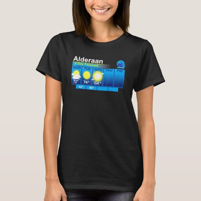 Alderaan 5 Day Forecast Funny Weather Forecast T-Shirt (Vorderseite)