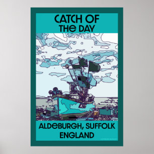Alderburgh Suffolk Strand Holzboxsign Poster