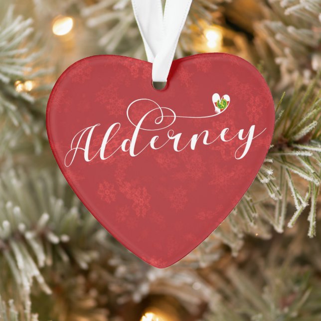 Alderney Flag Herz, Kanalinseln Ornament (Baum)