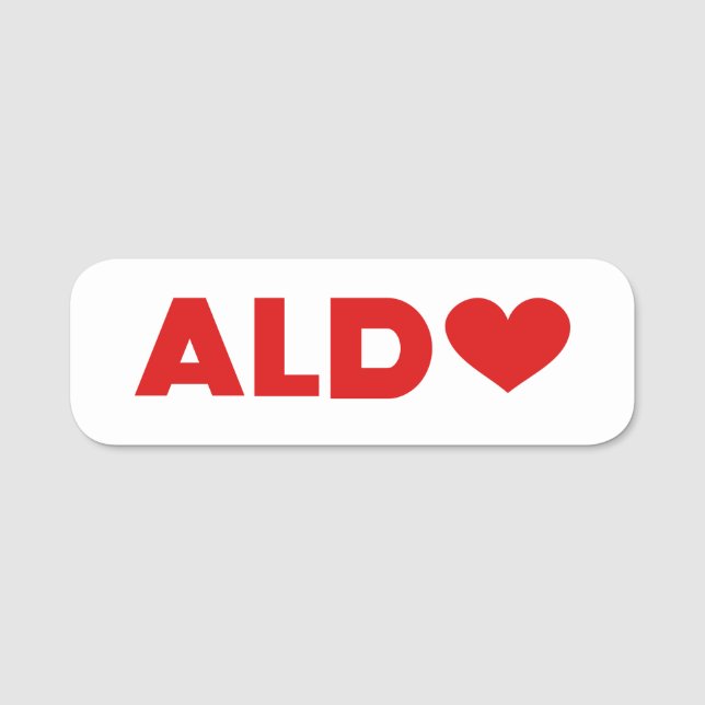 Aldo Liebe Namensschild (Vorderseite)